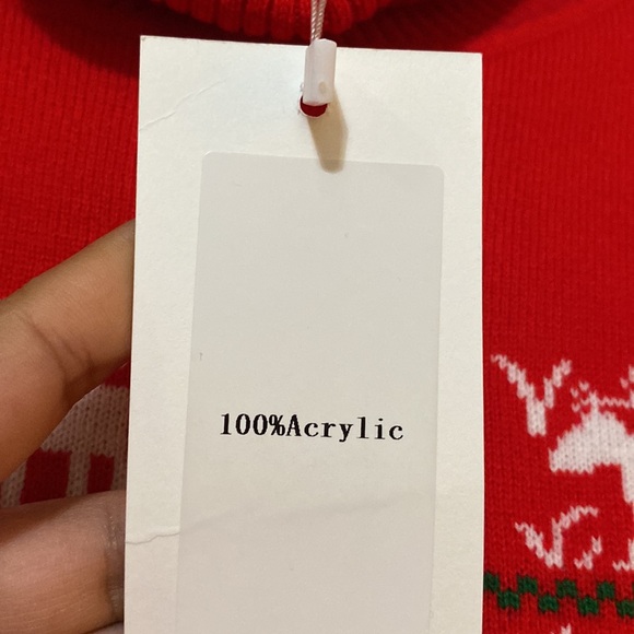 Christmas Sweater Red Turtleneck Holiday Top sz S - Picture 3 of 6